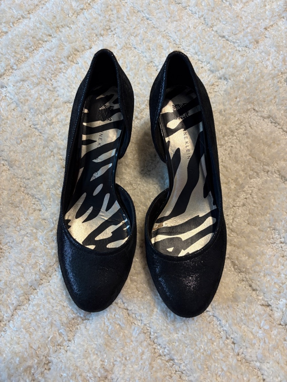 Nine West Black Glitter D'Orsay Wedge